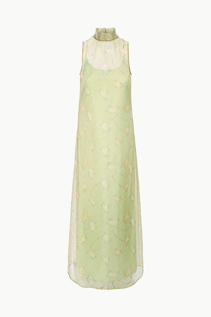 STAUD | Albee Dress In Botanical Moss - Light Green Organza Gown