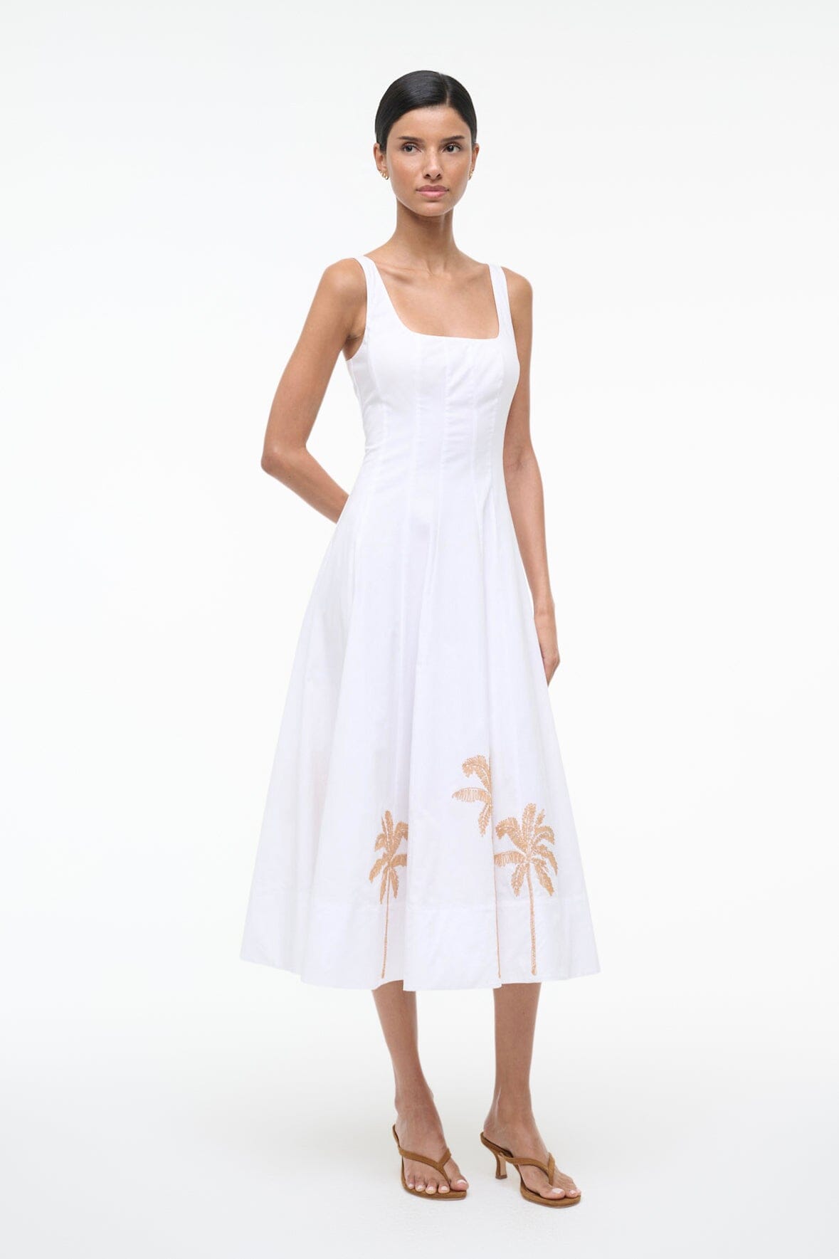 STAUD | Wells Dress White Embroidery 1