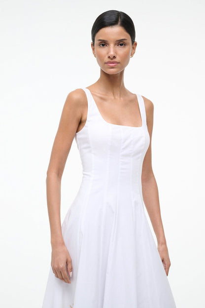 STAUD | Wells Dress White Embroidery 1