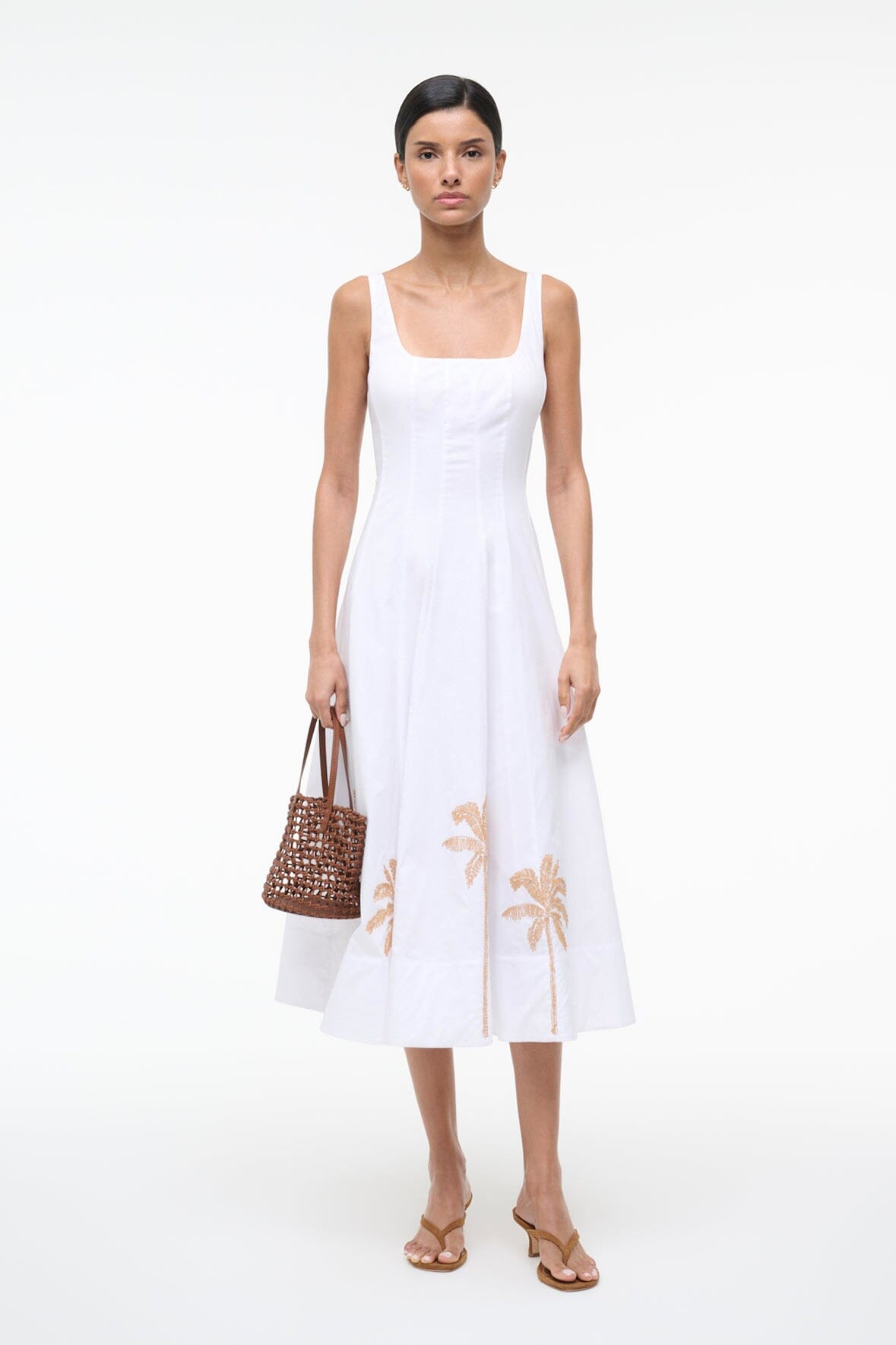 STAUD | Wells Dress White Embroidery 1