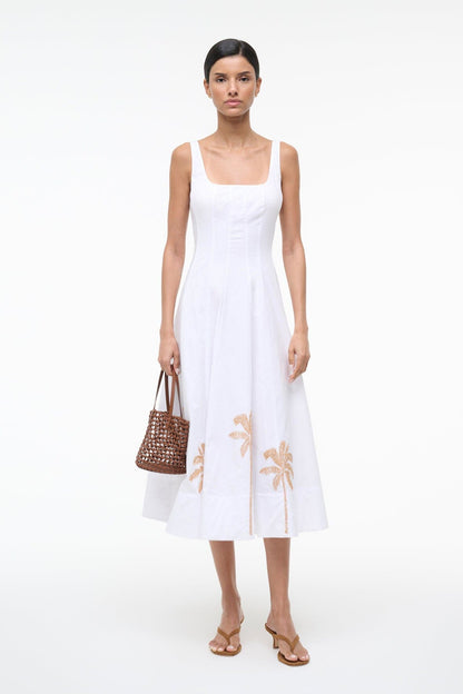 STAUD | Wells Dress White Embroidery 1