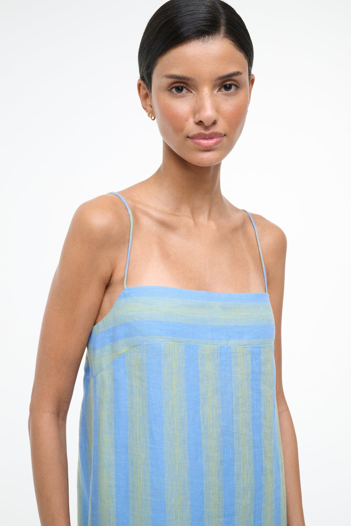 STAUD | Laura Linen Dress Seaport Stripe