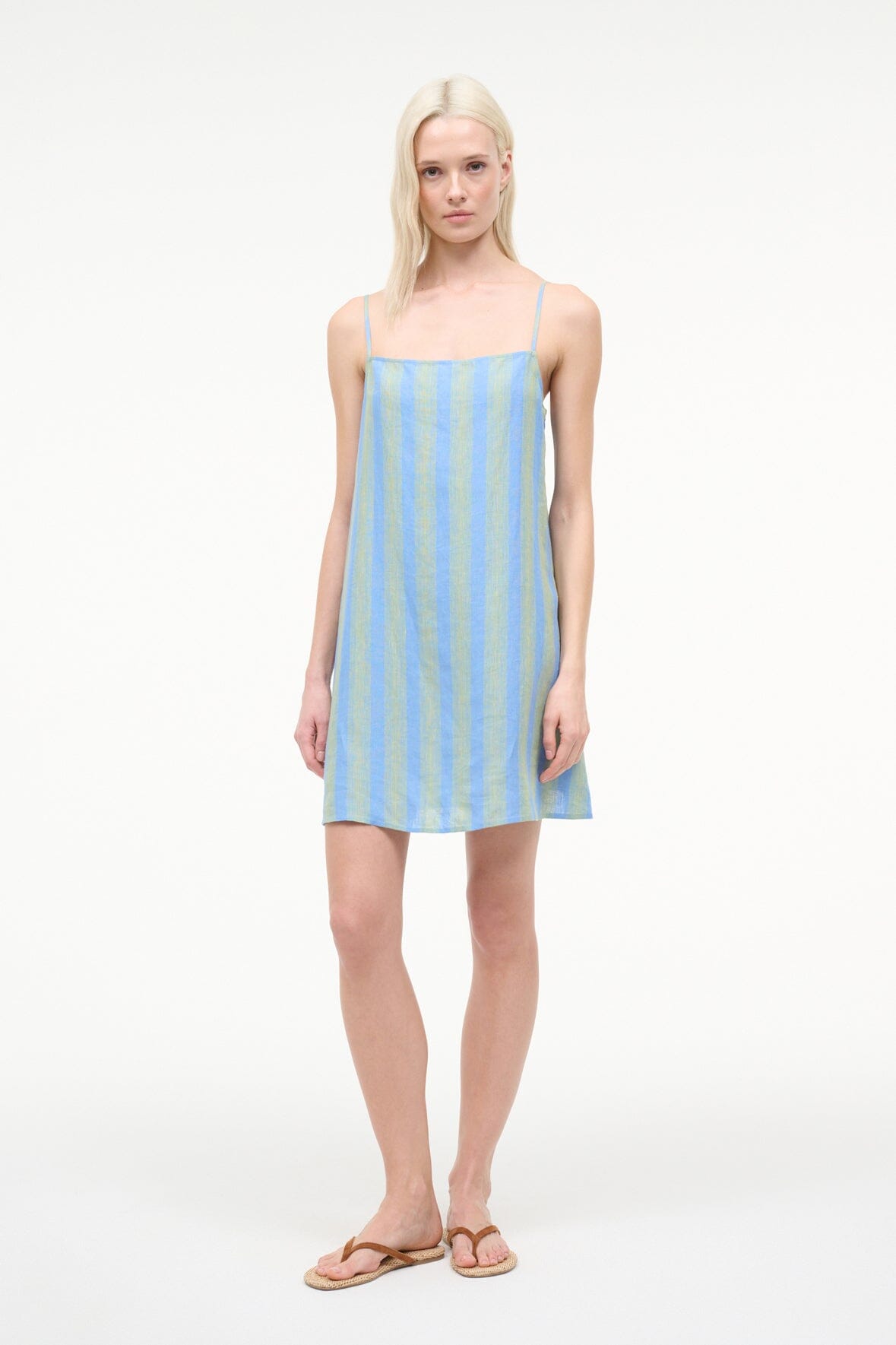 STAUD | Laura Linen Mini Dress Seaport Stripe