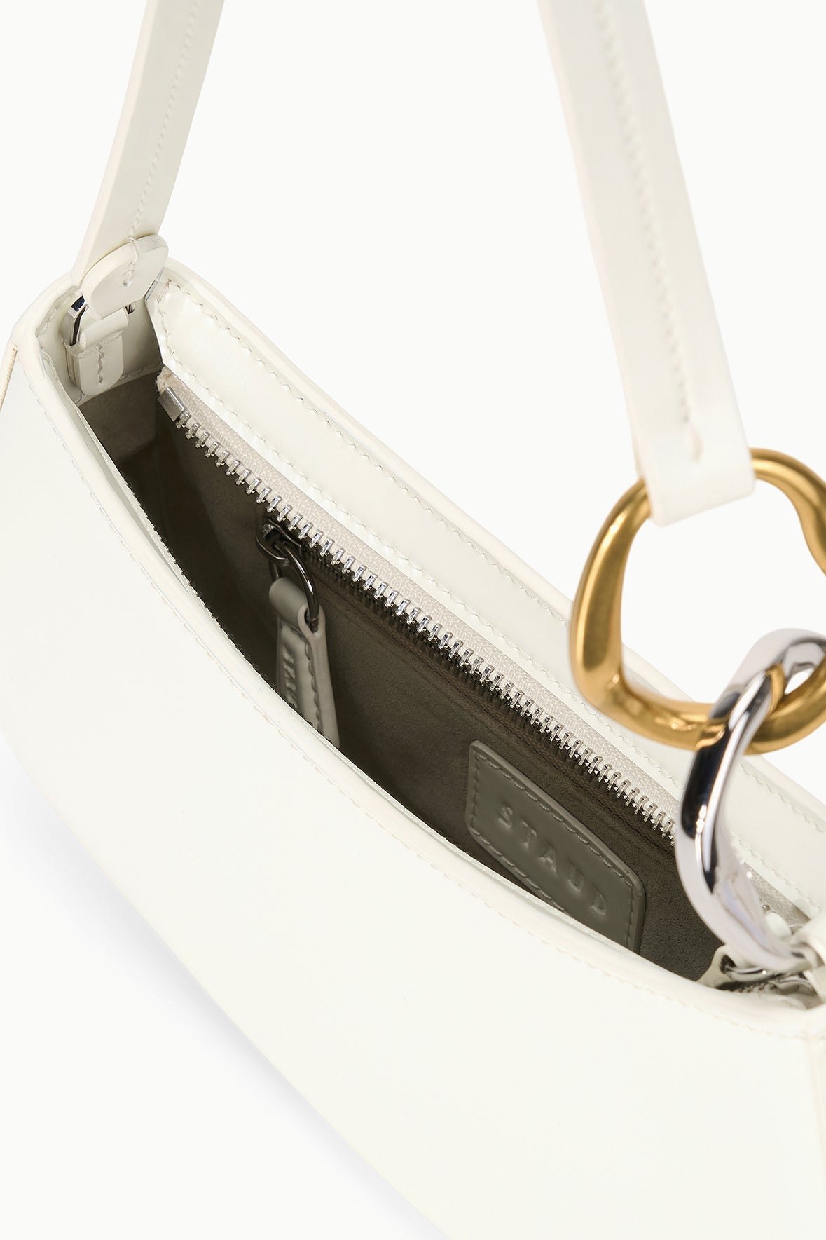 STAUD | Ollie Bag Paper White Leather Mini Shoulder Bag - Staud