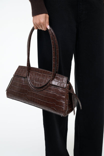 STAUD | Maude Shoulder Bag Espresso Croco