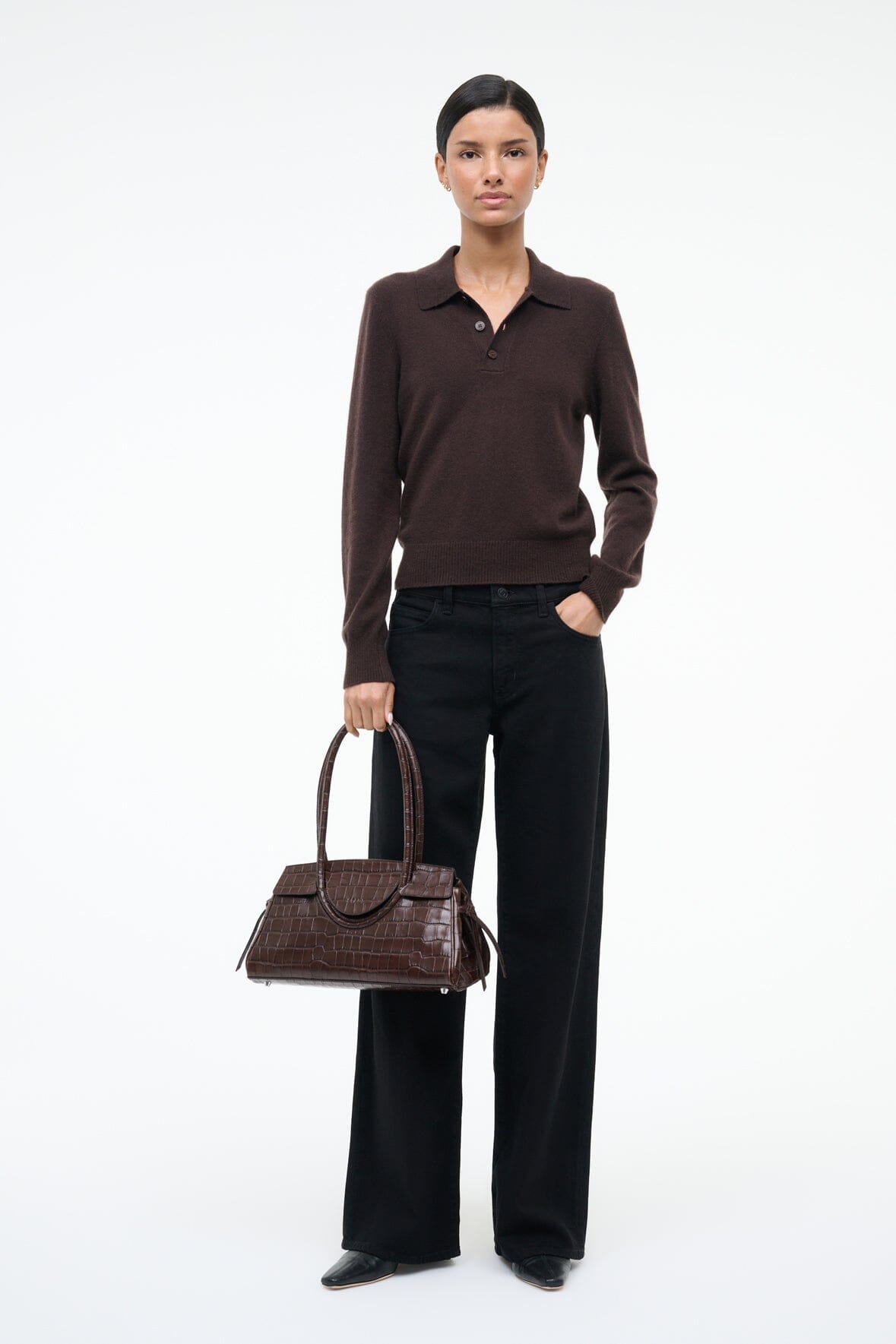 STAUD | Maude Shoulder Bag Espresso Croco