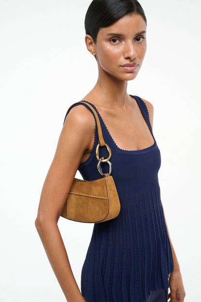 STAUD | Ollie Bag Tan Patchwork Suede Mini Shoulder Bag - Staud
