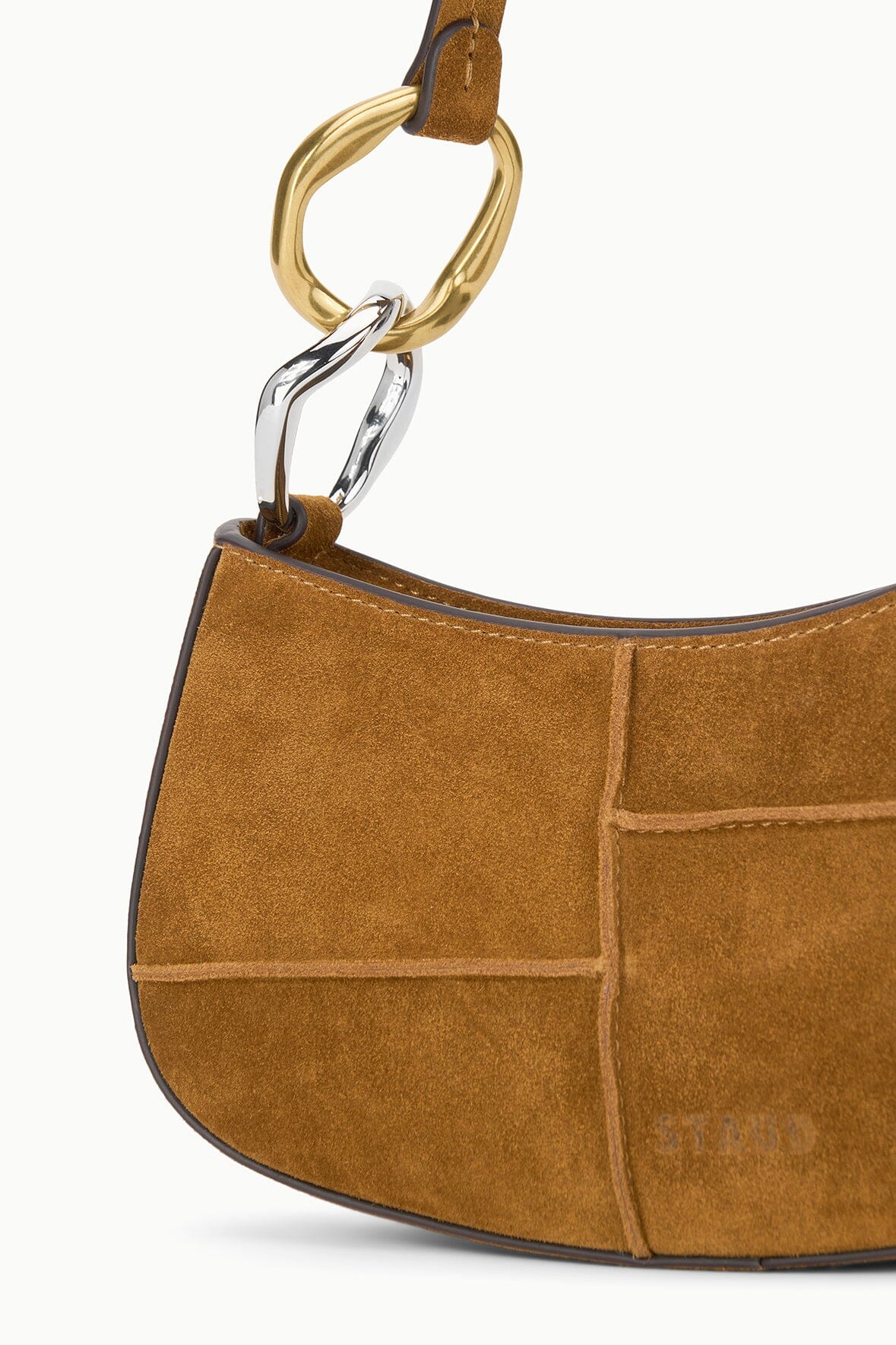 STAUD | Ollie Bag Tan Patchwork Suede Mini Shoulder Bag - Staud
