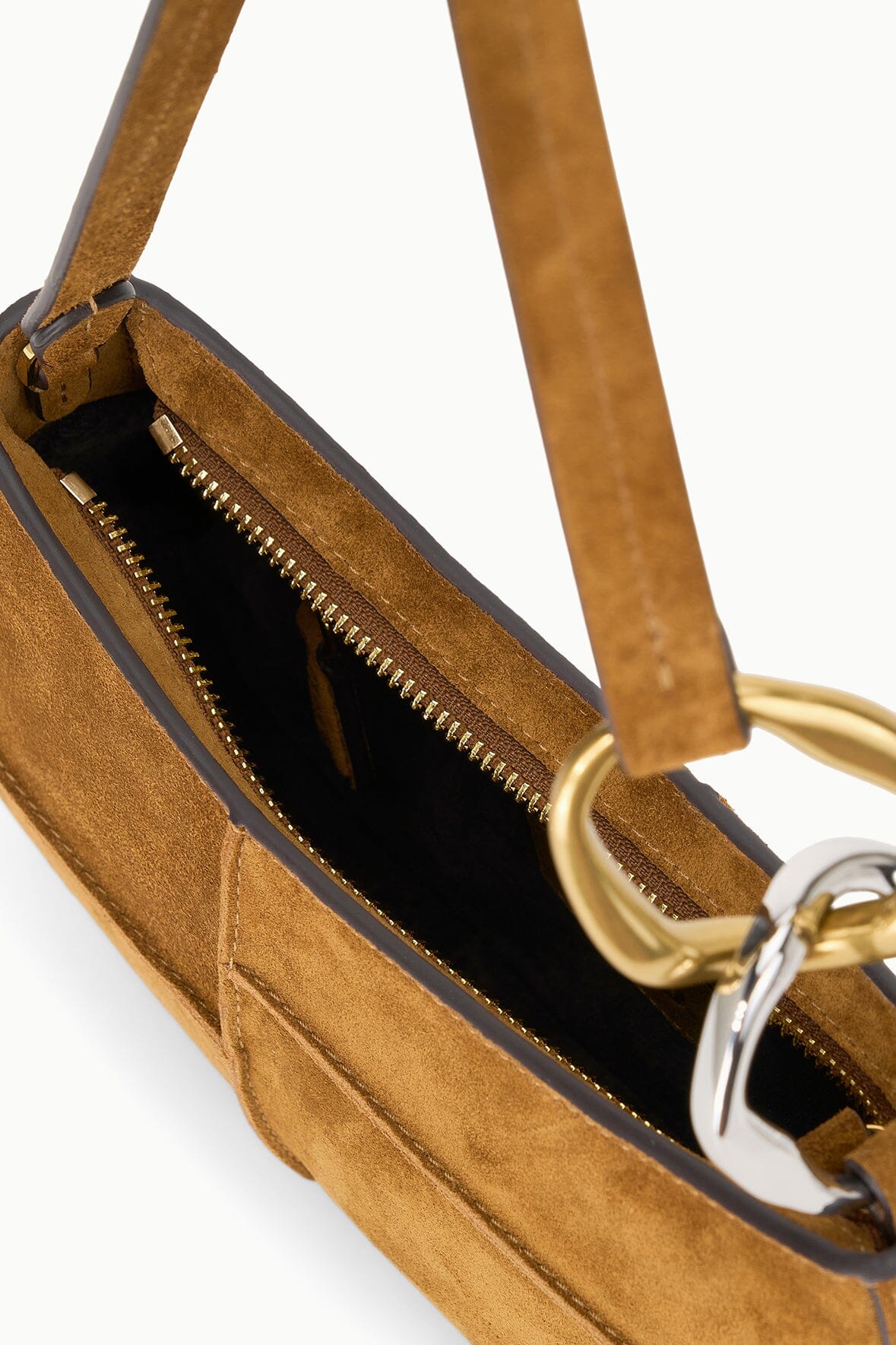 STAUD | Ollie Bag Tan Patchwork Suede Mini Shoulder Bag - Staud