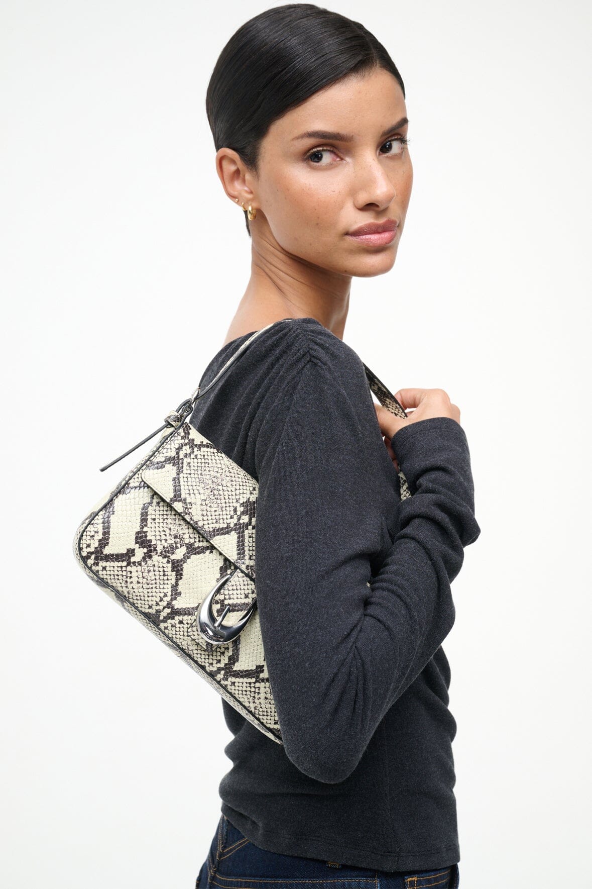 STAUD | Harlow Bag White Snake