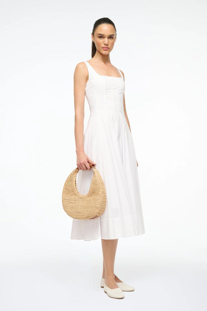 STAUD | Moon Raffia Bag Natural Tan
