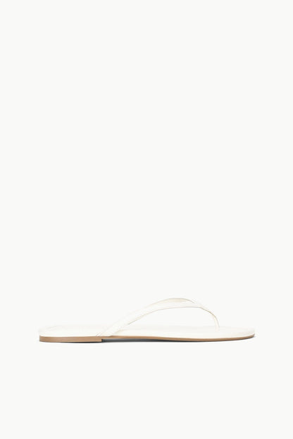 STAUD | Freja Paper White Leather Flip Flop Sandals