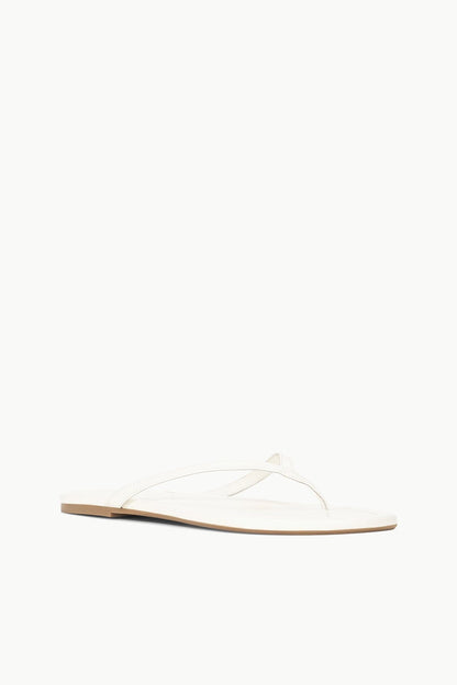STAUD | Freja Paper White Leather Flip Flop Sandals