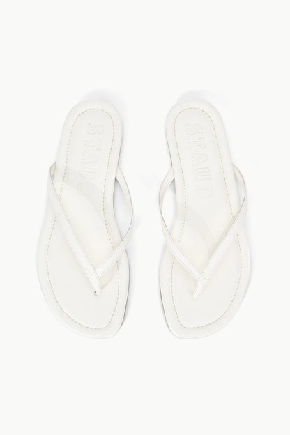 STAUD | Freja Paper White Leather Flip Flop Sandals