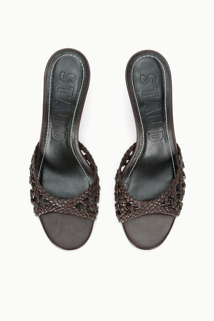 STAUD | Brigitte Leather Mule Espresso Knotted