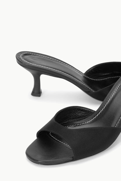STAUD | Brigitte Satin Mule Black