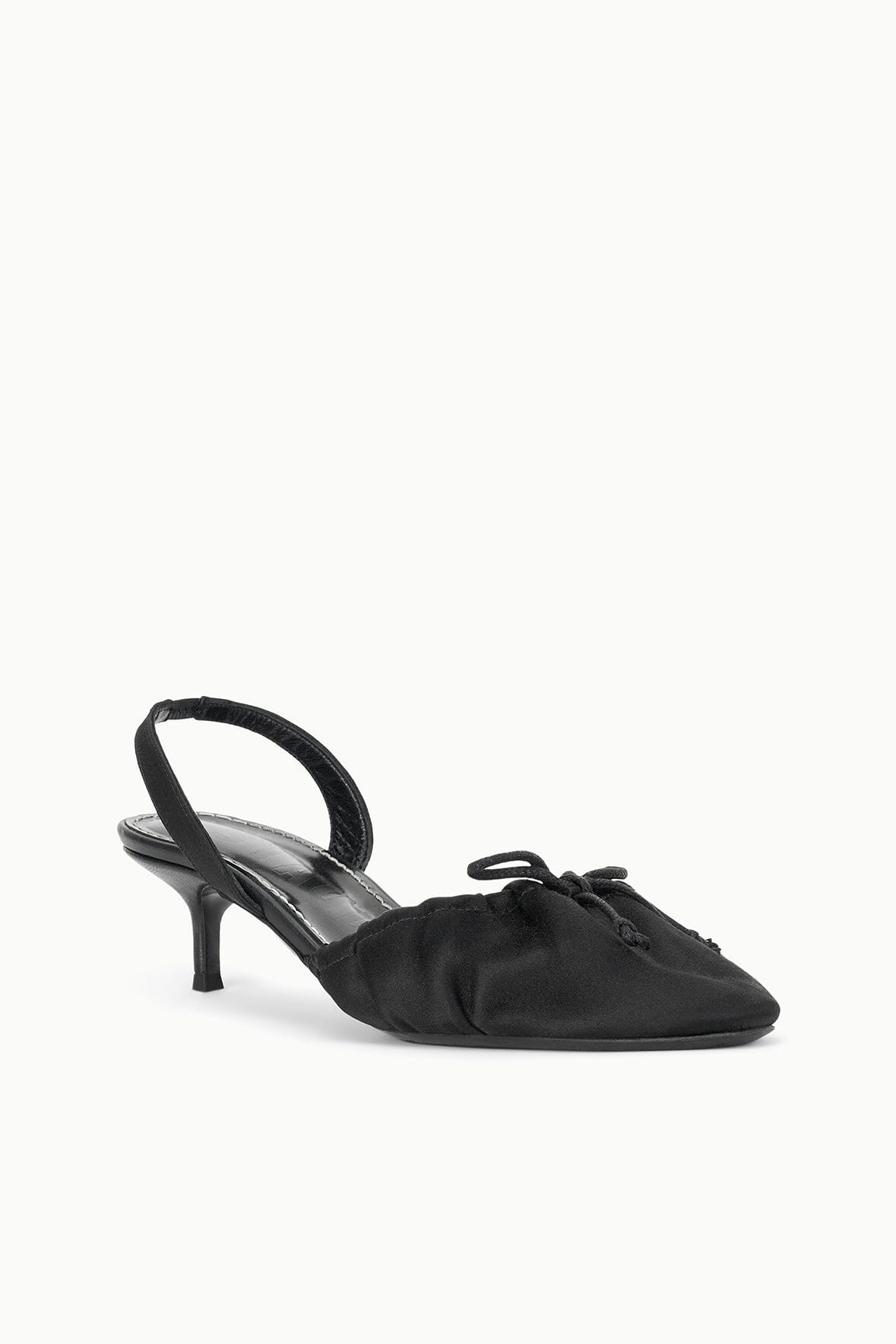 STAUD | Alba Ballet Slingback Black Satin