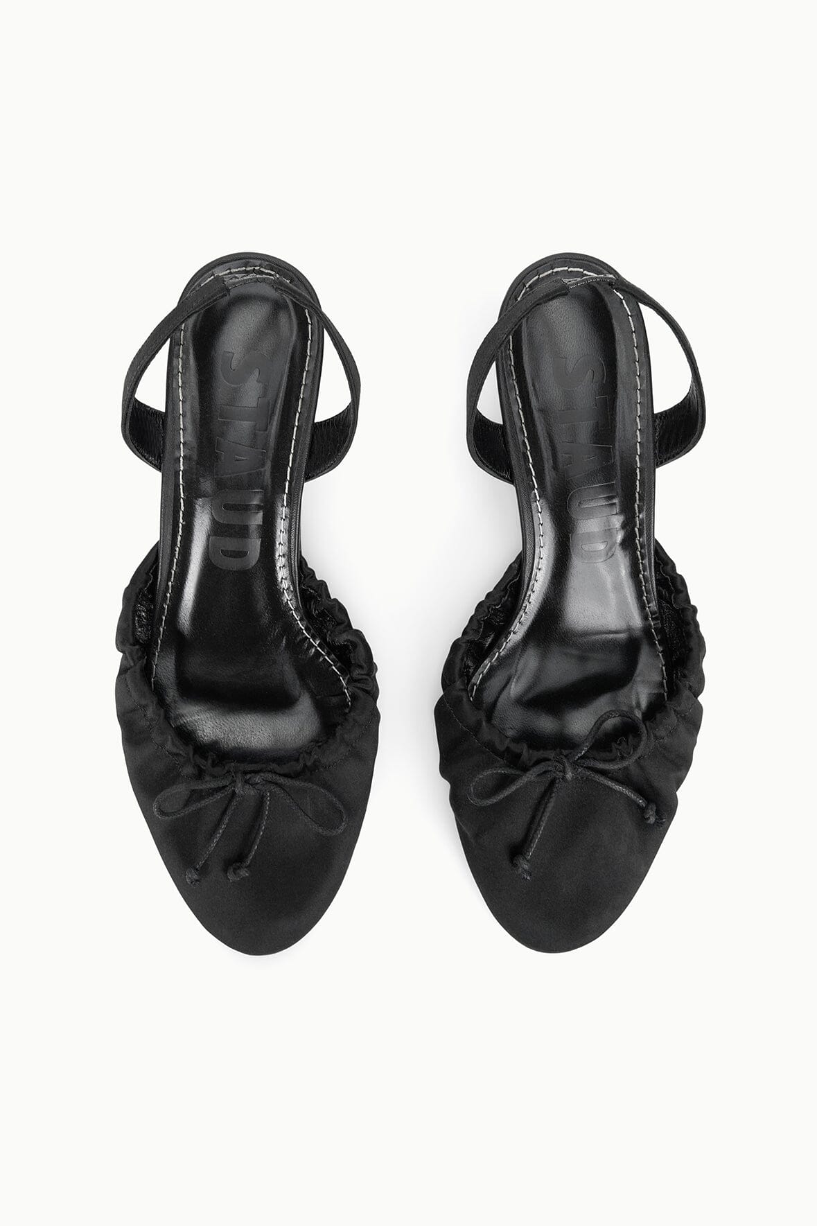STAUD | Alba Ballet Slingback Black Satin