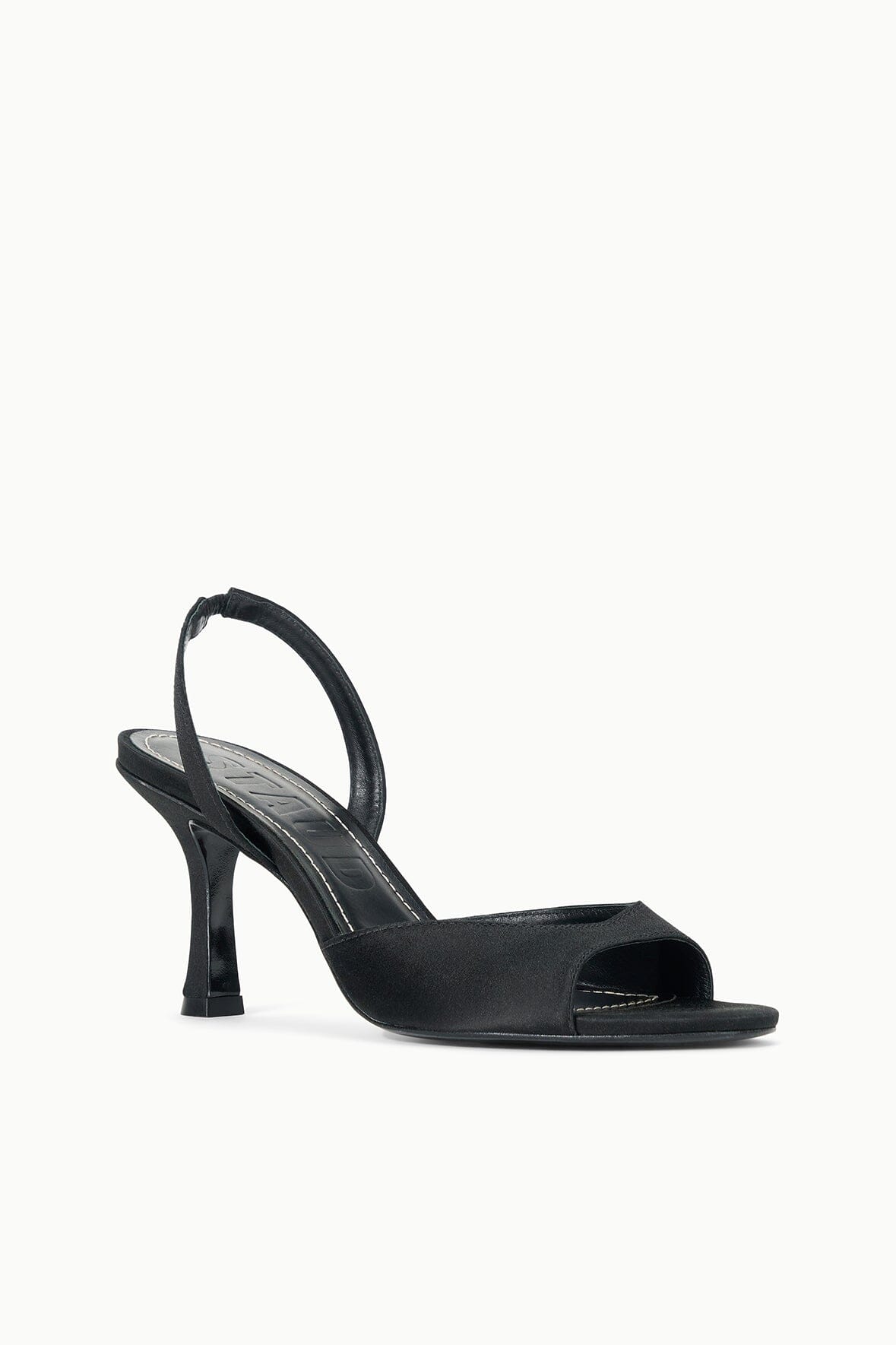 STAUD | Brigitte Heel Black Satin 2