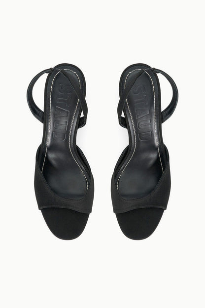STAUD | Brigitte Heel Black Satin 2