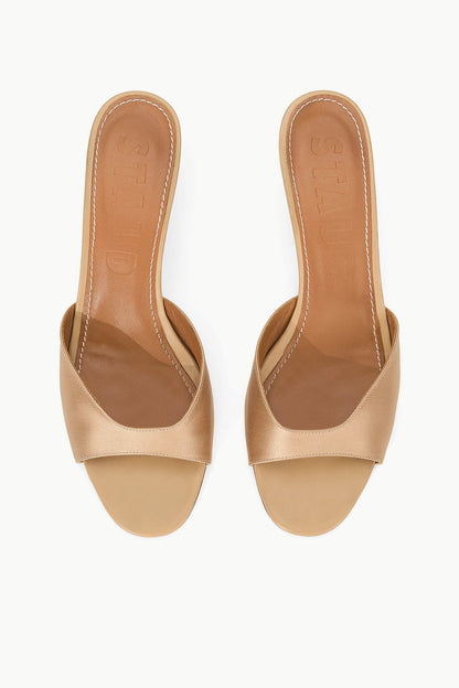 STAUD | Brigitte Satin Mule Camel