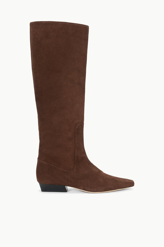 STAUD | Wally Flat Boot Mahogany Suede