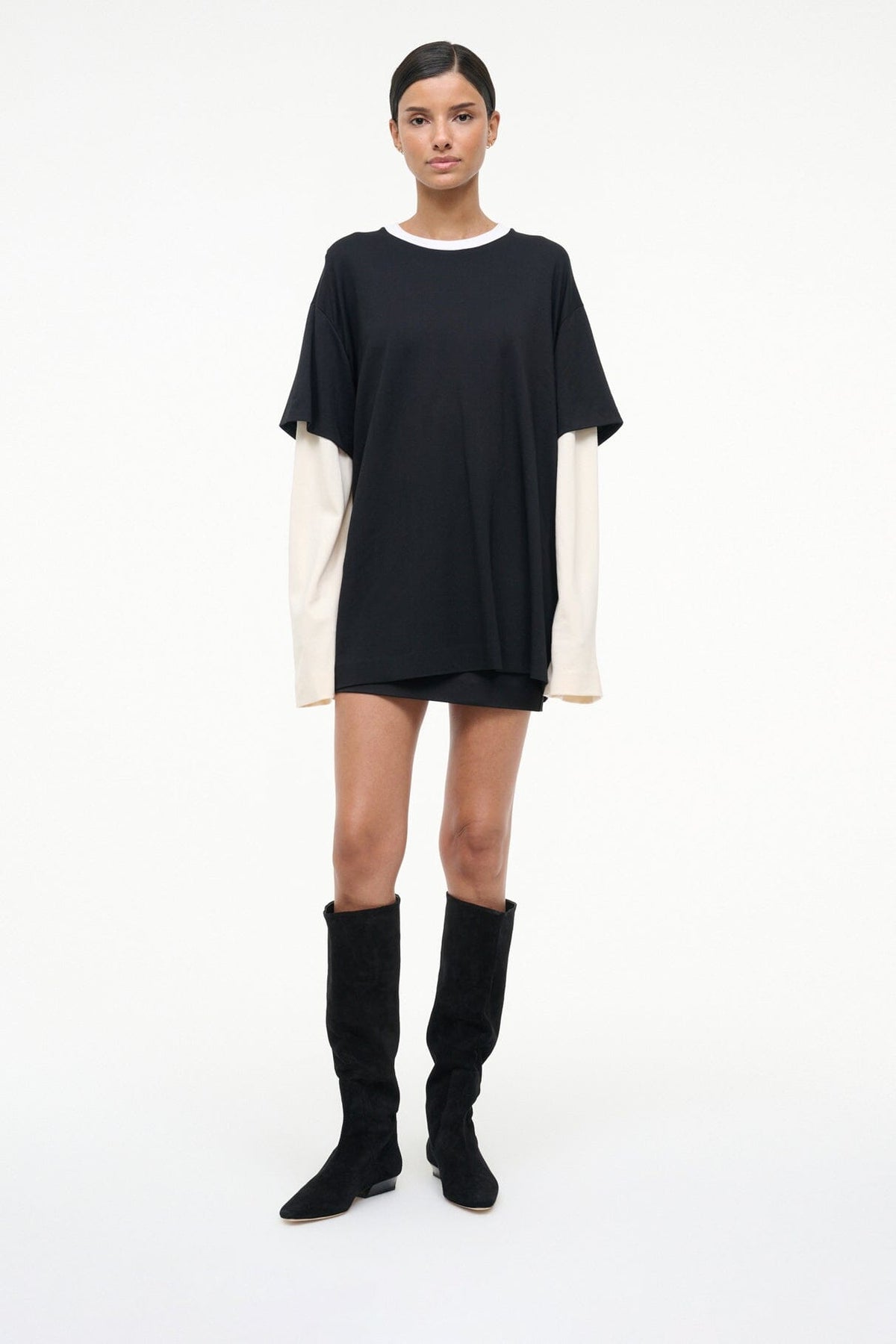 STAUD | Wally Flat Boot Black Suede