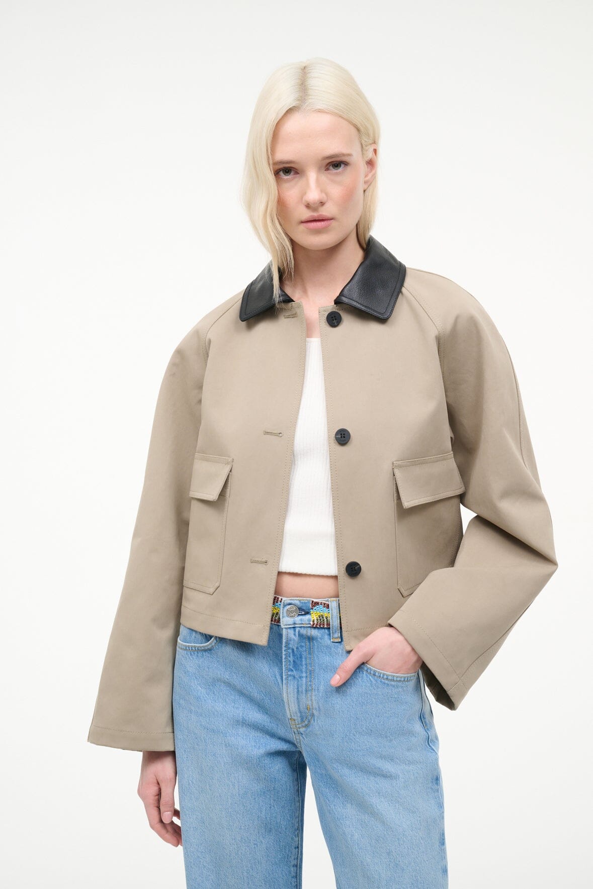 STAUD | Jonah Cropped Jacket Riverstone