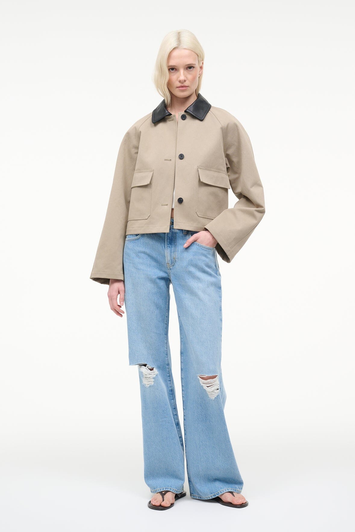 STAUD | Jonah Cropped Jacket Riverstone