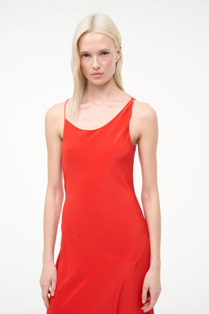 STAUD | Toluca Silk Dress Red Rose
