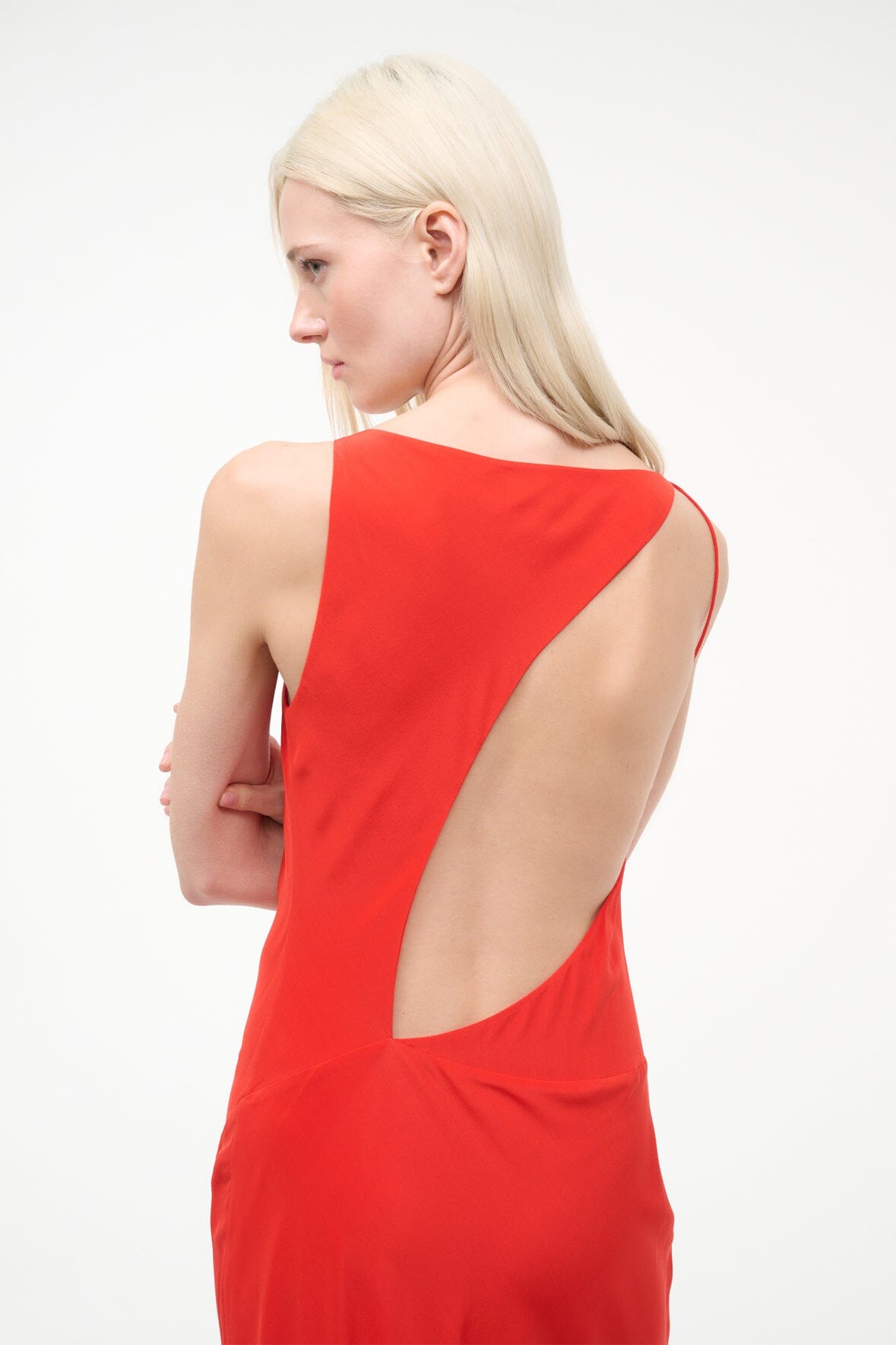 STAUD | Toluca Silk Dress Red Rose