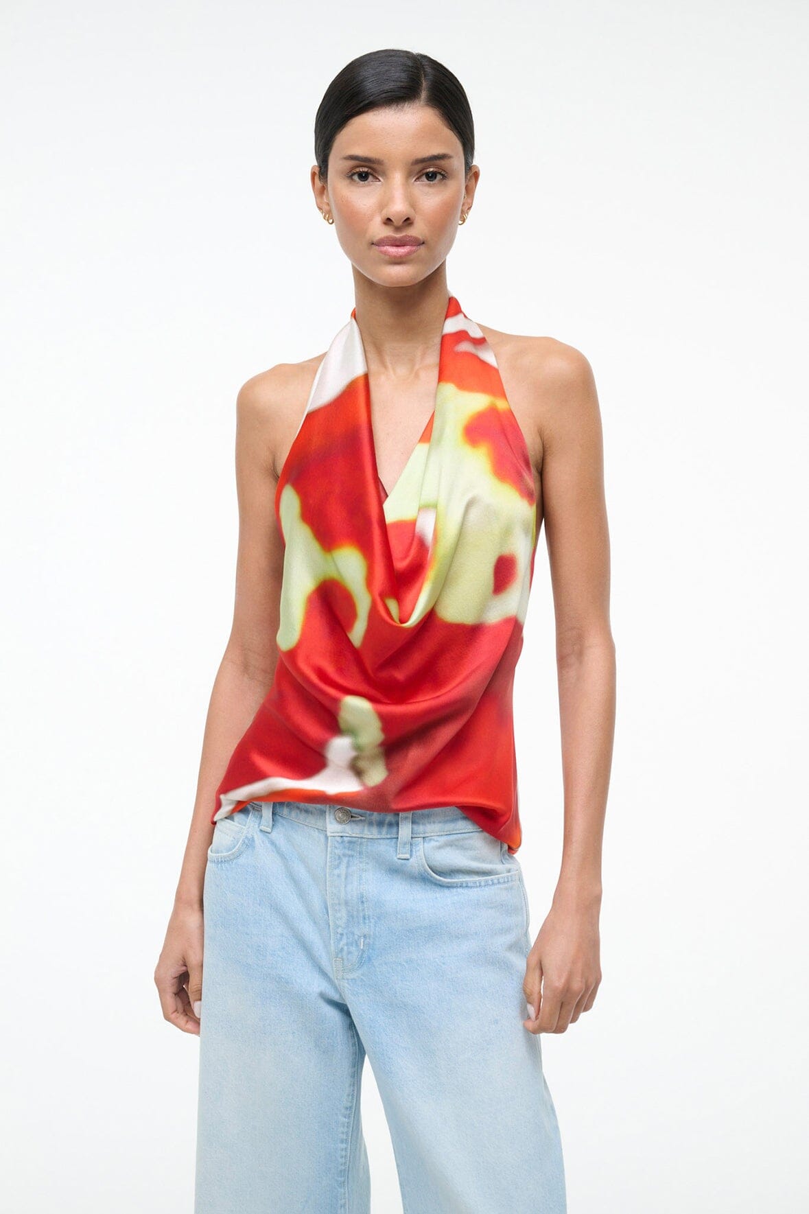 STAUD | Liora Silk Top Red Zone
