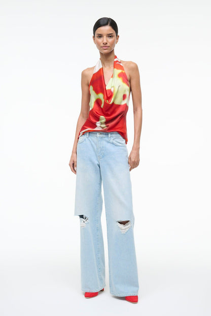 STAUD | Liora Silk Top Red Zone