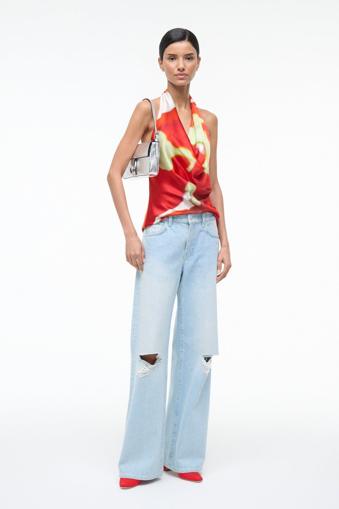 STAUD | Liora Silk Top Red Zone