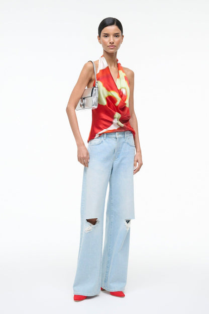 STAUD | Liora Silk Top Red Zone
