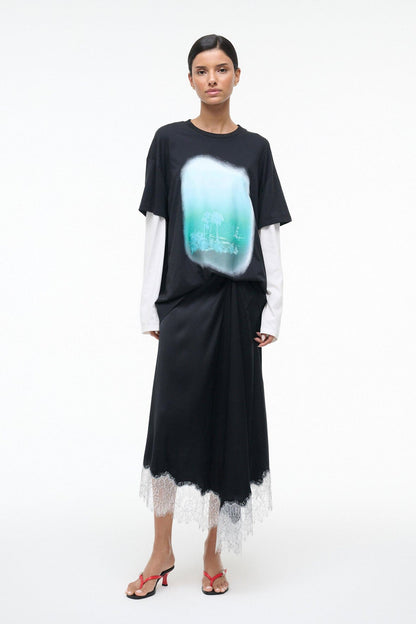 STAUD | Sonoma Silk Skirt Black