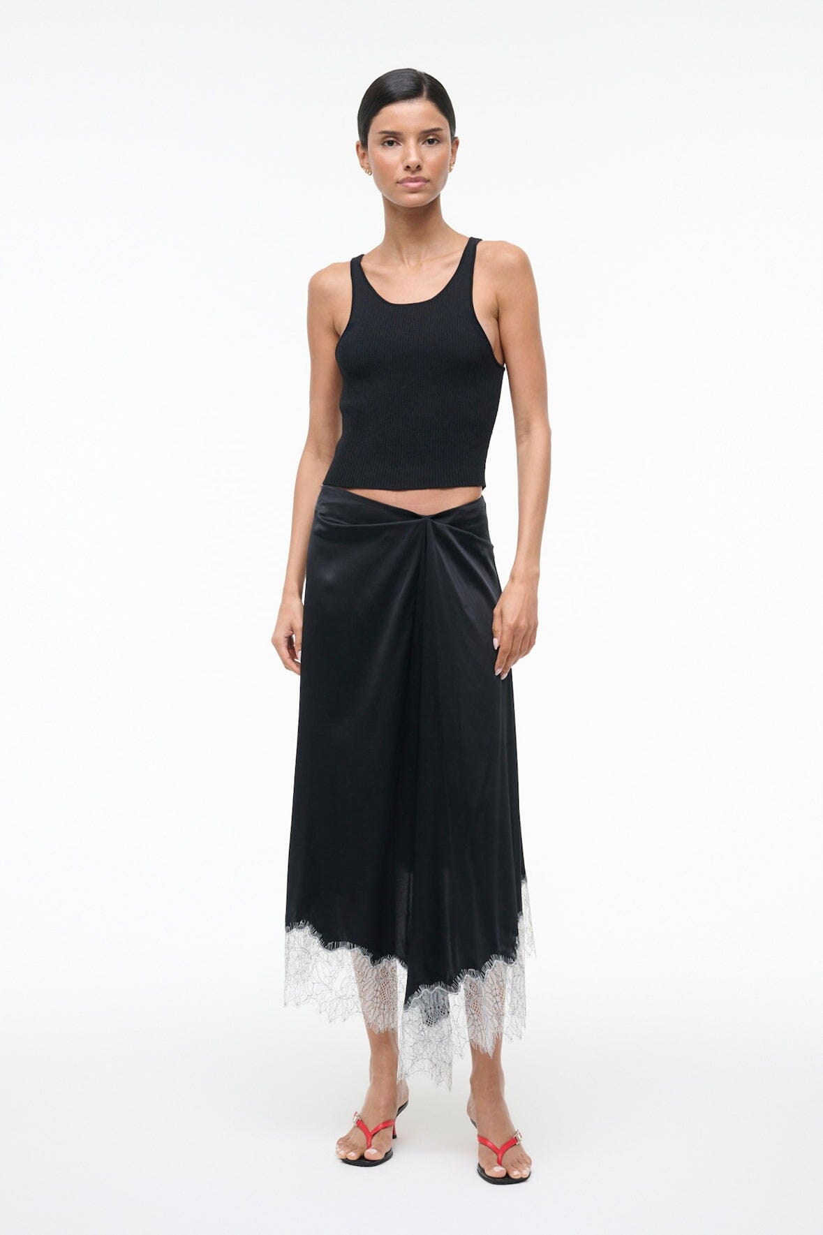 STAUD | Sonoma Silk Skirt Black