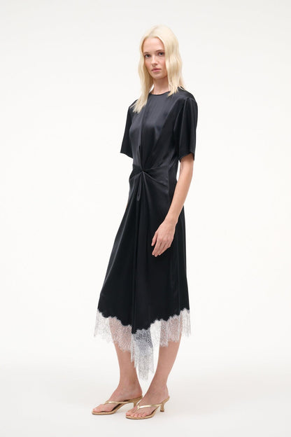 STAUD | Sonoma Silk Dress Black
