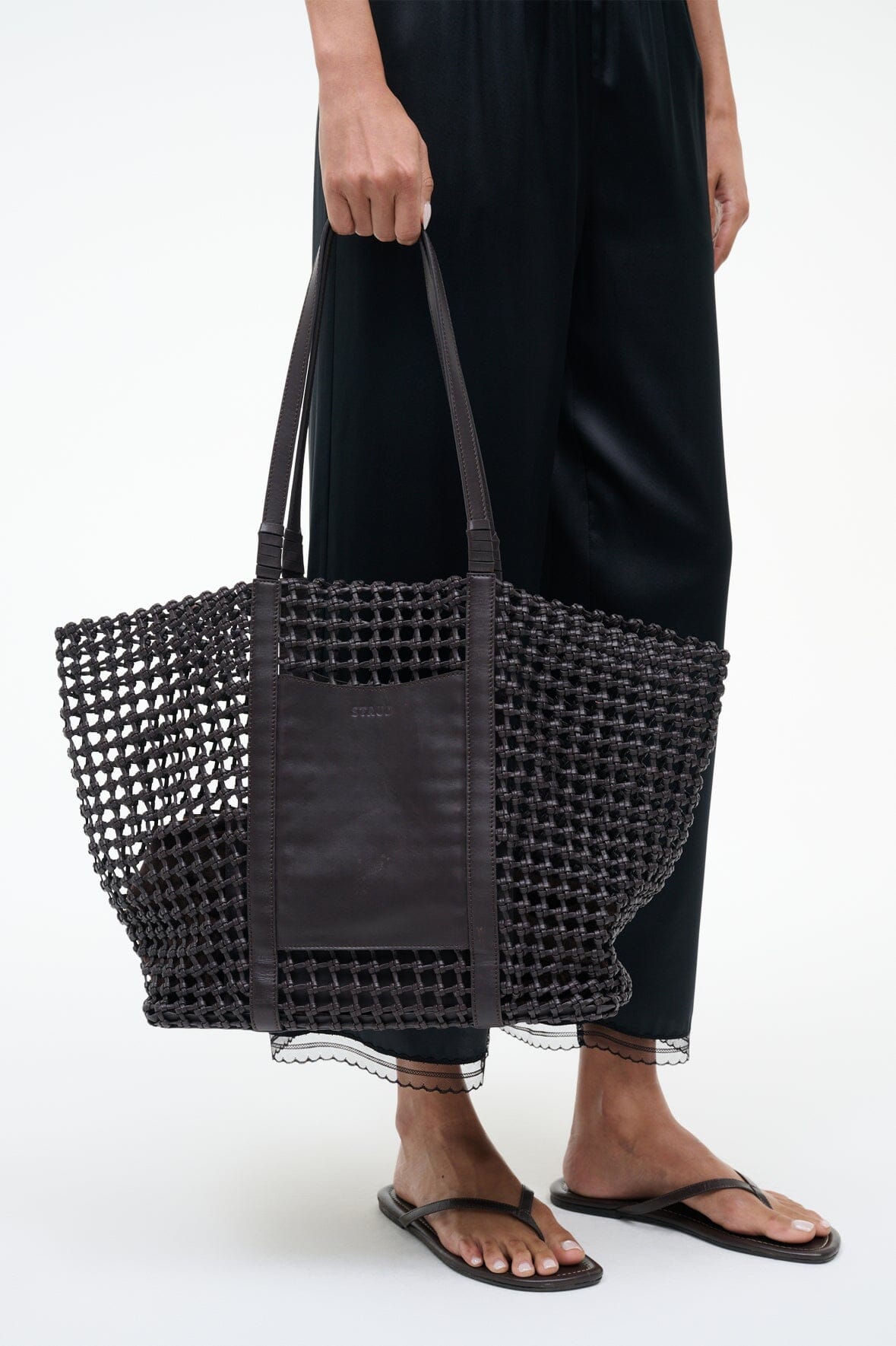STAUD | Getaway Hand-Knotted Tote Bag Espresso