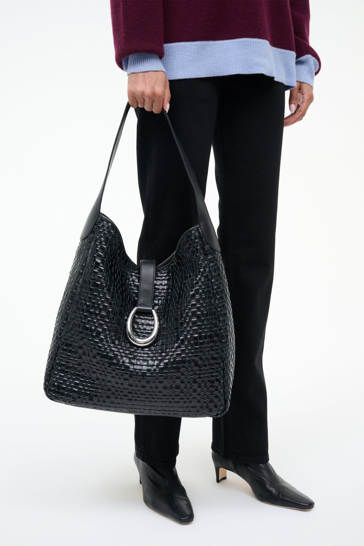 STAUD | Maya Hobo Bag Black Woven