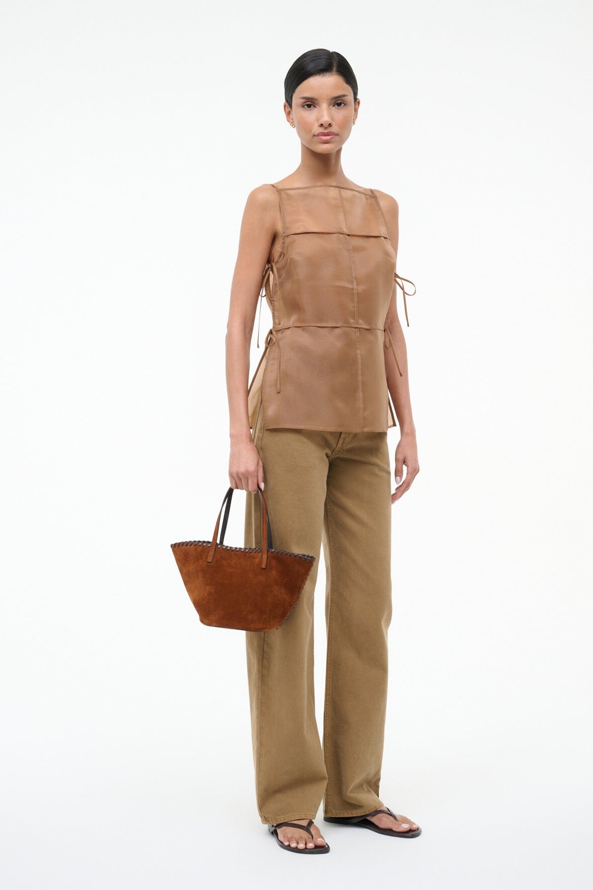STAUD | Caro Bucket Bag Tabac Suede Espresso