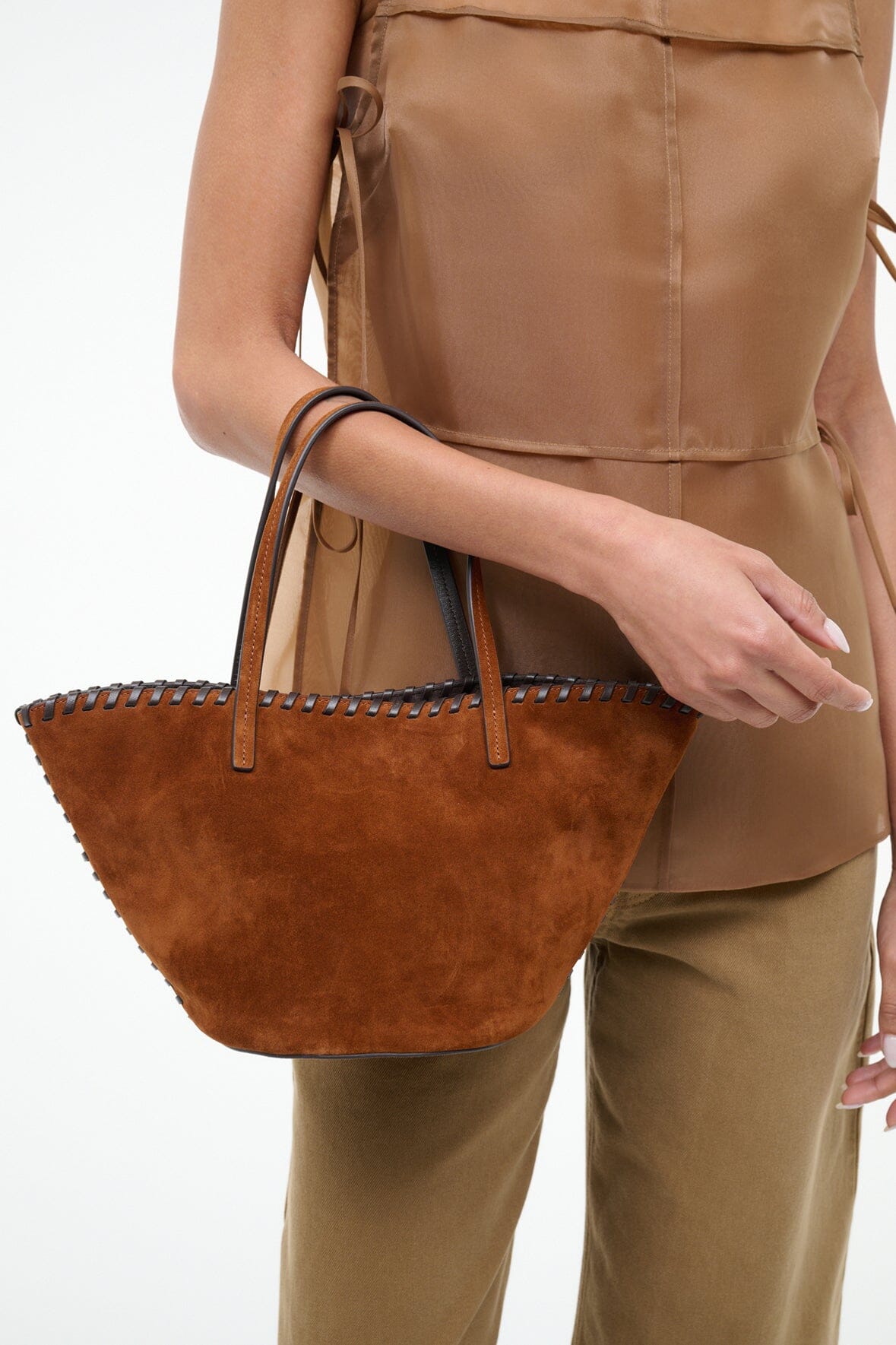 STAUD | Caro Bucket Bag Tabac Suede Espresso