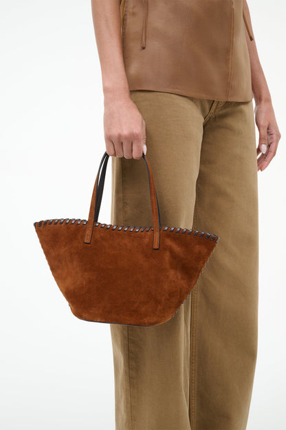 STAUD | Caro Bucket Bag Tabac Suede Espresso