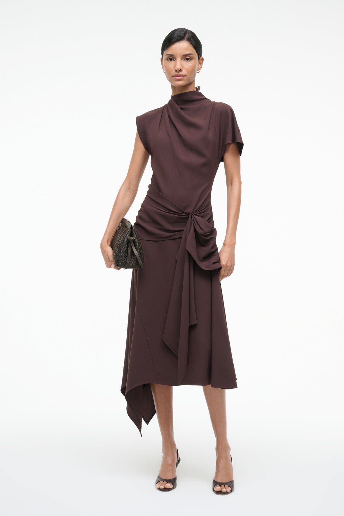STAUD | Maude Soft Clutch Espresso Woven