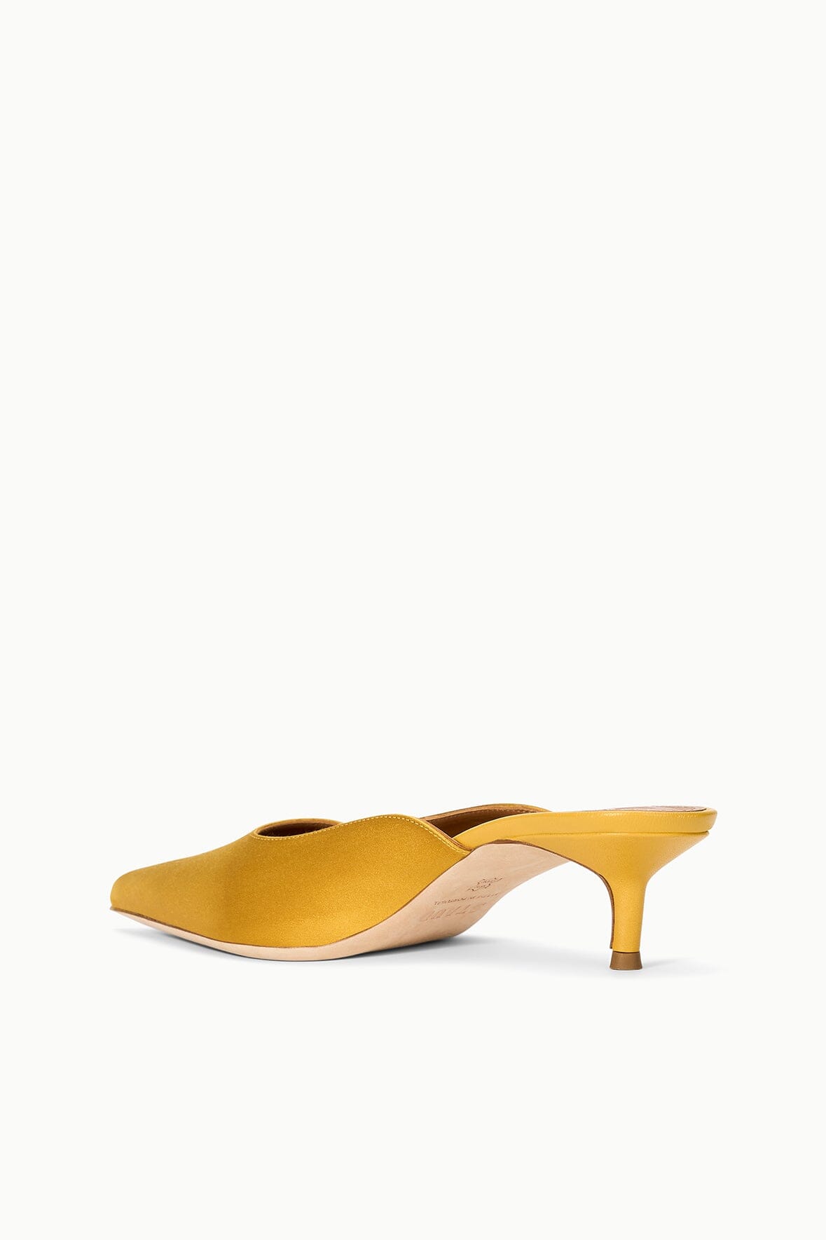 STAUD | Sebastian Kitten Heel Mule Goldenrod Satin