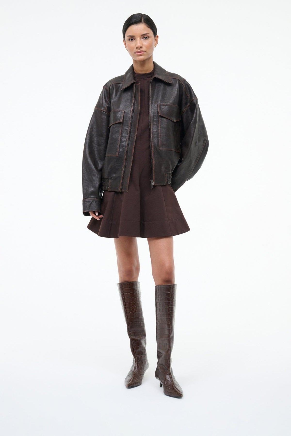 STAUD | Sebastian Kitten Heel Boot Espresso Croco