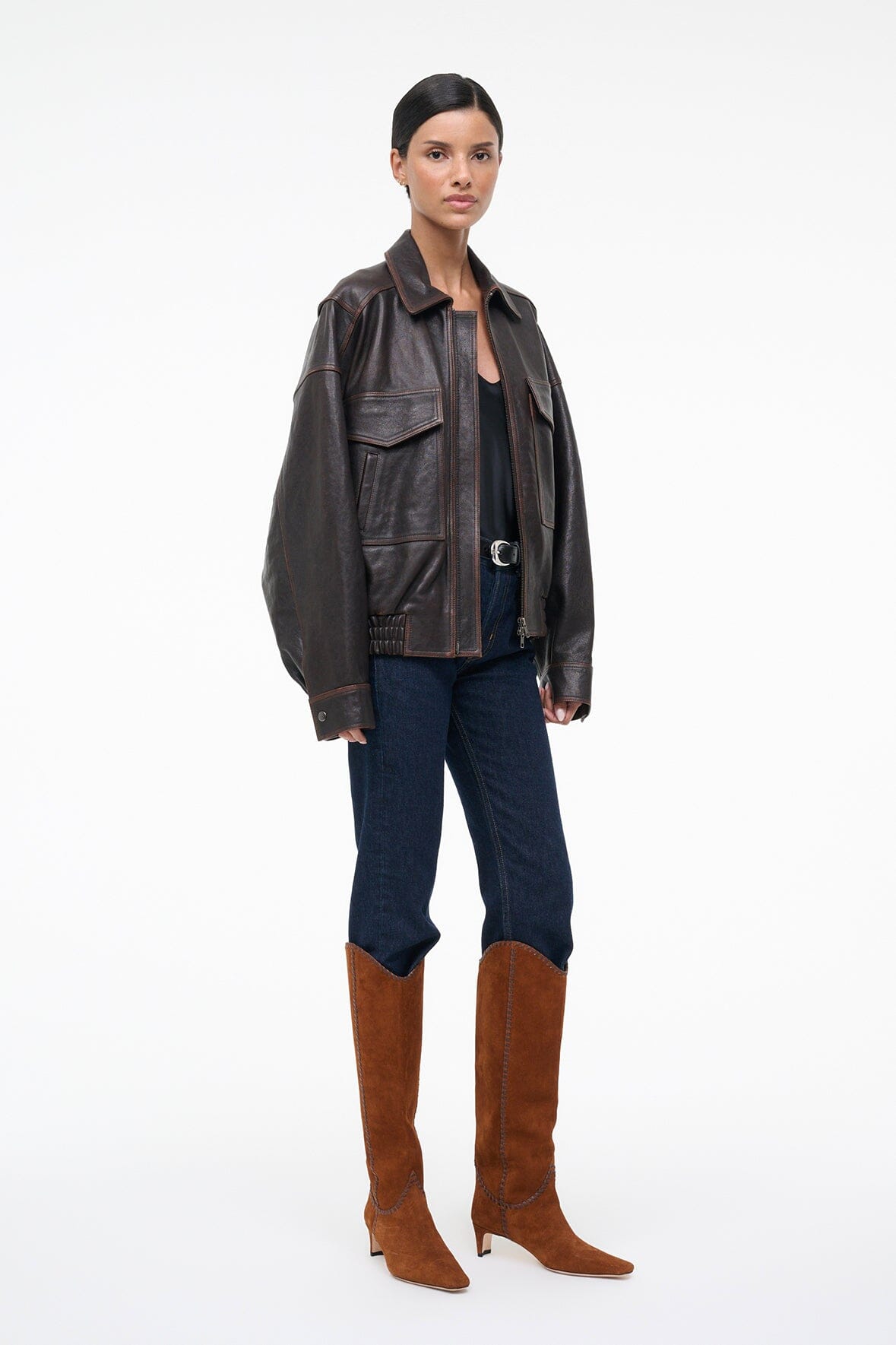STAUD | Western Wally Boot Tabac Suede Espresso
