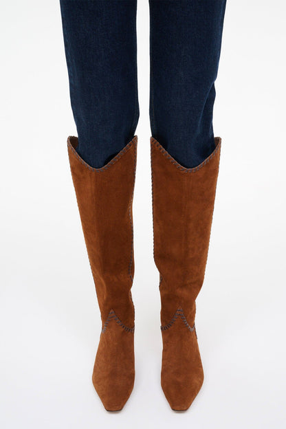 STAUD | Western Wally Boot Tabac Suede Espresso