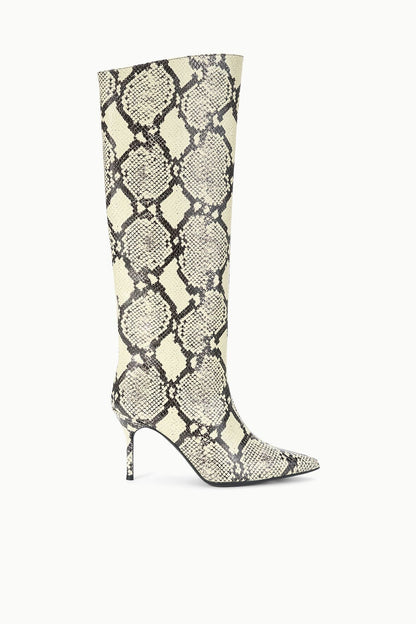STAUD | Sebastian High Heel Boot White Snake