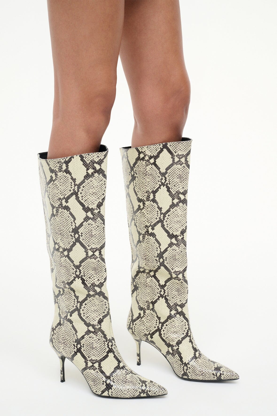STAUD | Sebastian High Heel Boot White Snake